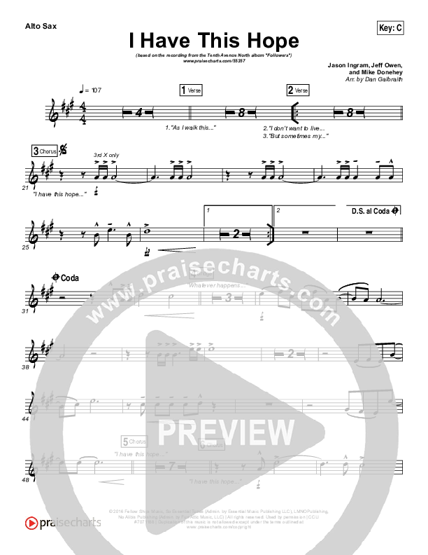 I Have This Hope Alto Sax (Tenth Avenue North)