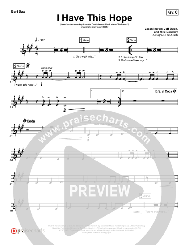 I Have This Hope Bari Sax (Tenth Avenue North)