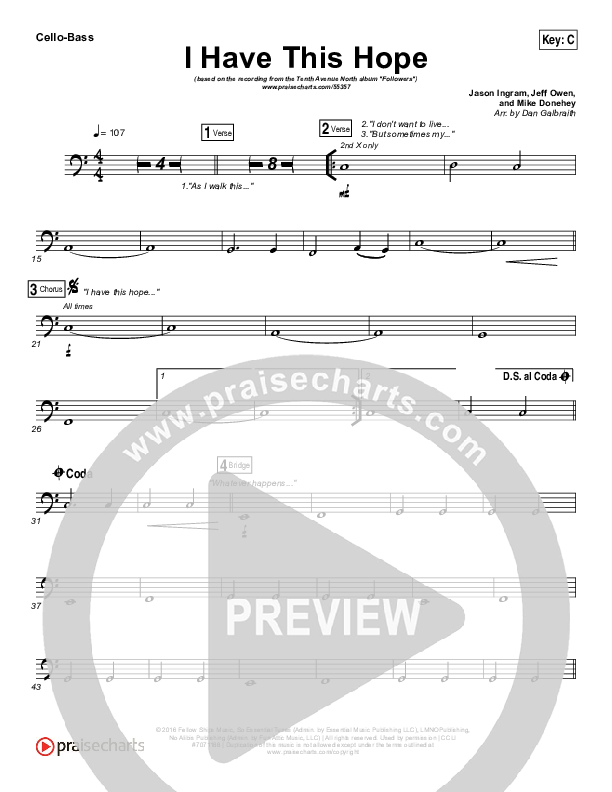 I Have This Hope Cello/Bass (Tenth Avenue North)