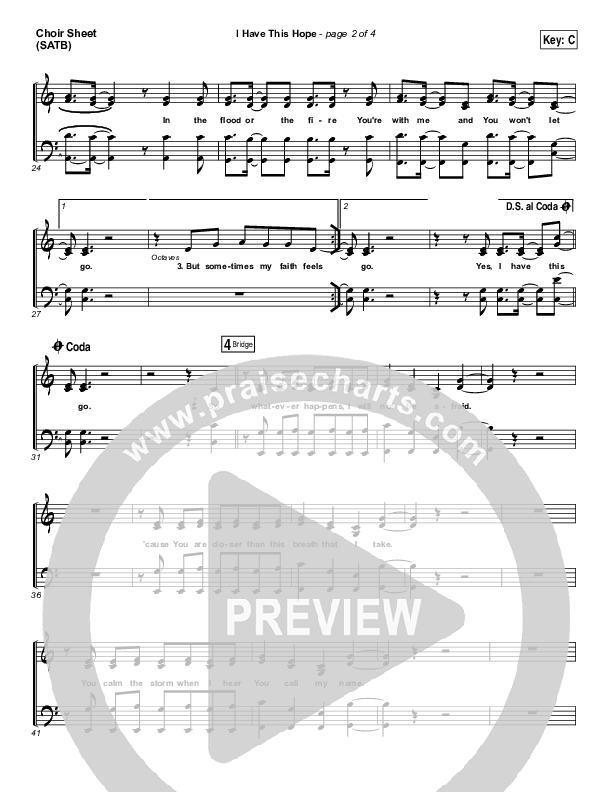 I Have This Hope Choir Sheet (SATB) (Tenth Avenue North)