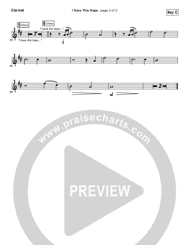 I Have This Hope Clarinet (Tenth Avenue North)