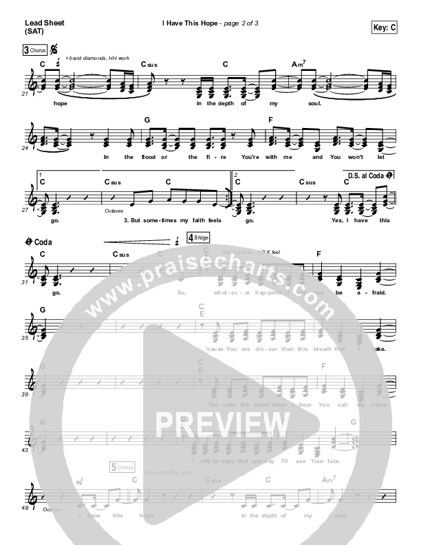 I Have This Hope Lead Sheet (SAT) (Tenth Avenue North)