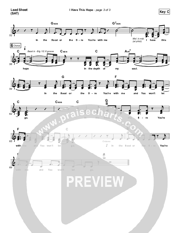 I Have This Hope Lead Sheet (SAT) (Tenth Avenue North)