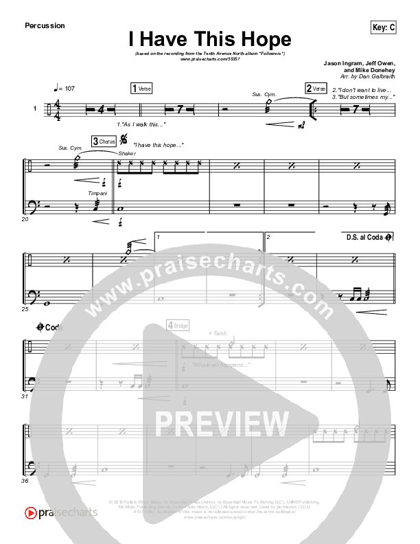 I Have This Hope Percussion (Tenth Avenue North)