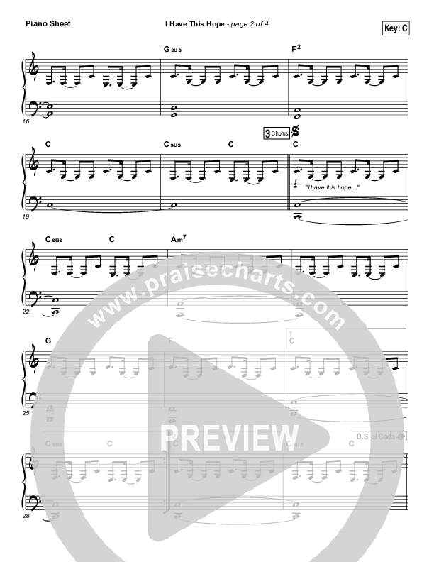 I Have This Hope Piano Sheet (Tenth Avenue North)