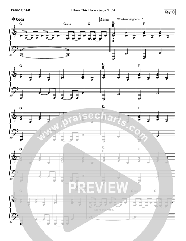 I Have This Hope Piano Sheet (Tenth Avenue North)