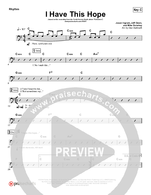 I Have This Hope Rhythm Chart (Tenth Avenue North)