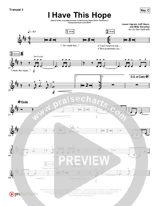 I Have This Hope Trumpet 3 (Tenth Avenue North)