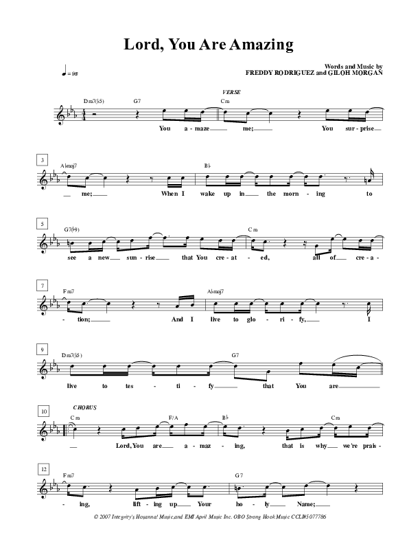 Lord You Are Amazing Lead Sheet (Freddy Rodriguez)