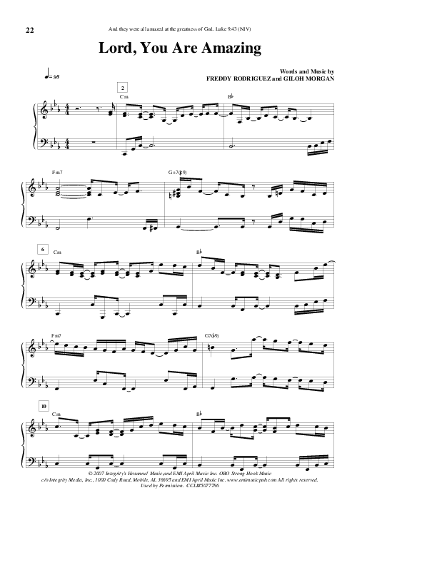 Lord You Are Amazing Piano/Vocal (Freddy Rodriguez)