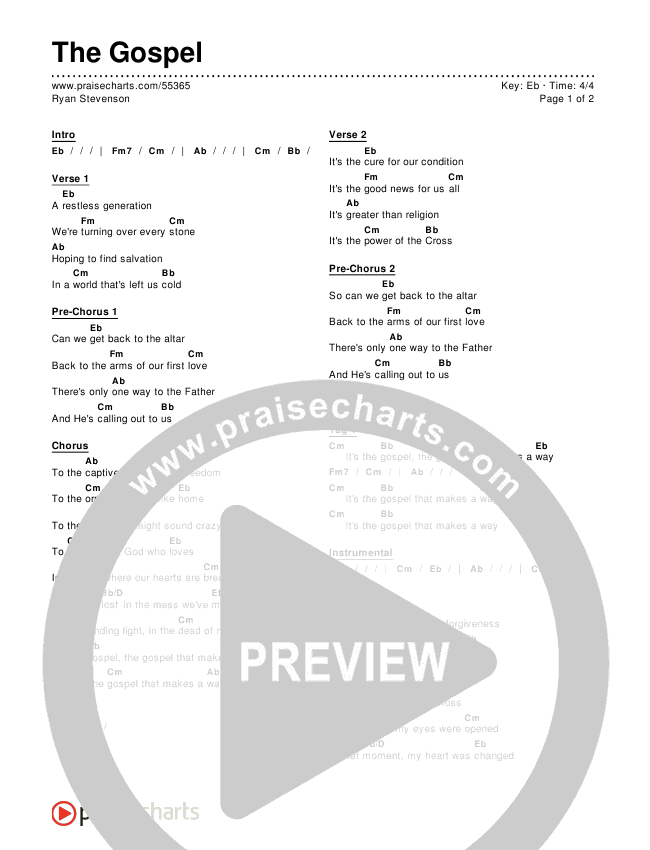 Gospel Chords Piano Chart