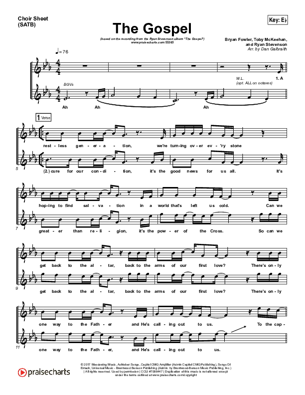 The Gospel Choir Sheet (SATB) (Ryan Stevenson)