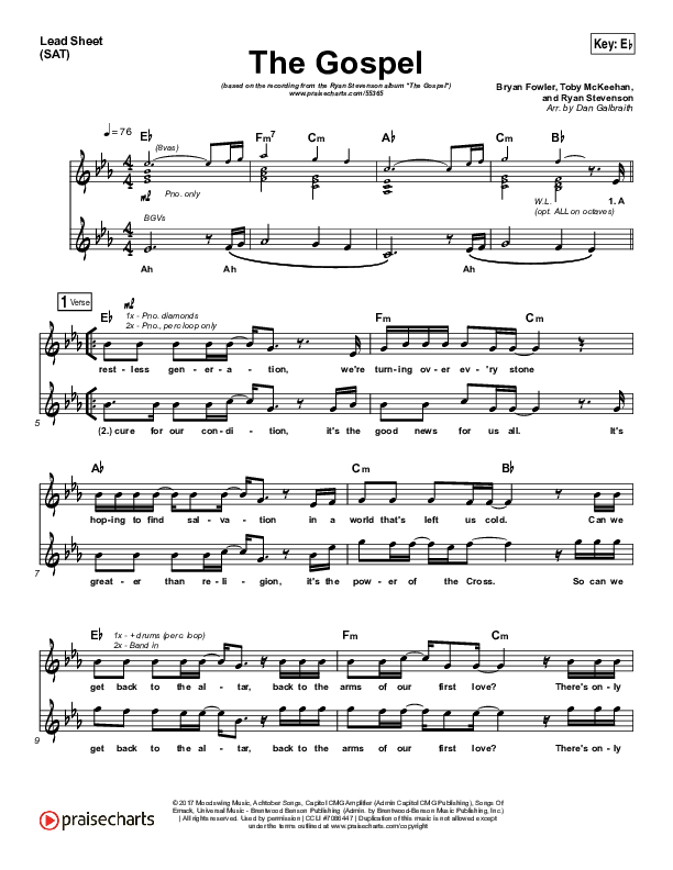 The Gospel Lead Sheet (SAT) (Ryan Stevenson)