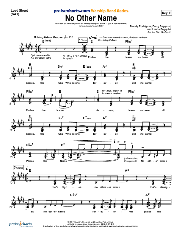 No Other Name Lead Sheet (Freddy Rodriguez)