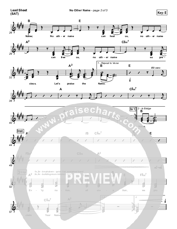 No Other Name Lead Sheet (SAT) (Freddy Rodriguez)