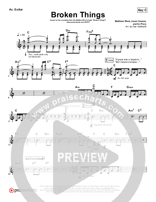 Broken Things Rhythm Chart (Print Only) (Matthew West)