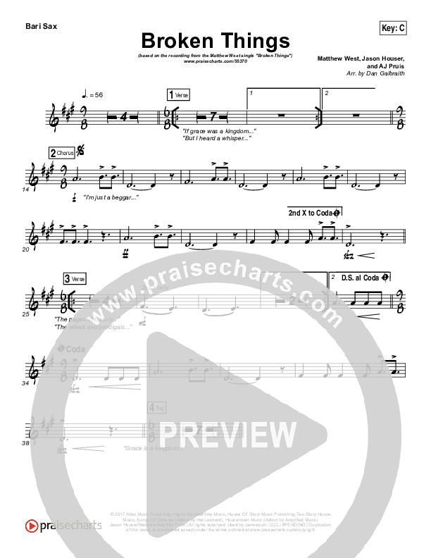 Broken Things Bari Sax (Matthew West)