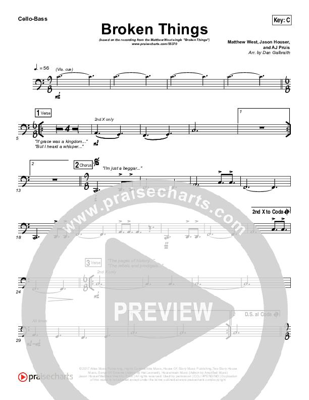Broken Things Cello/Bass (Matthew West)