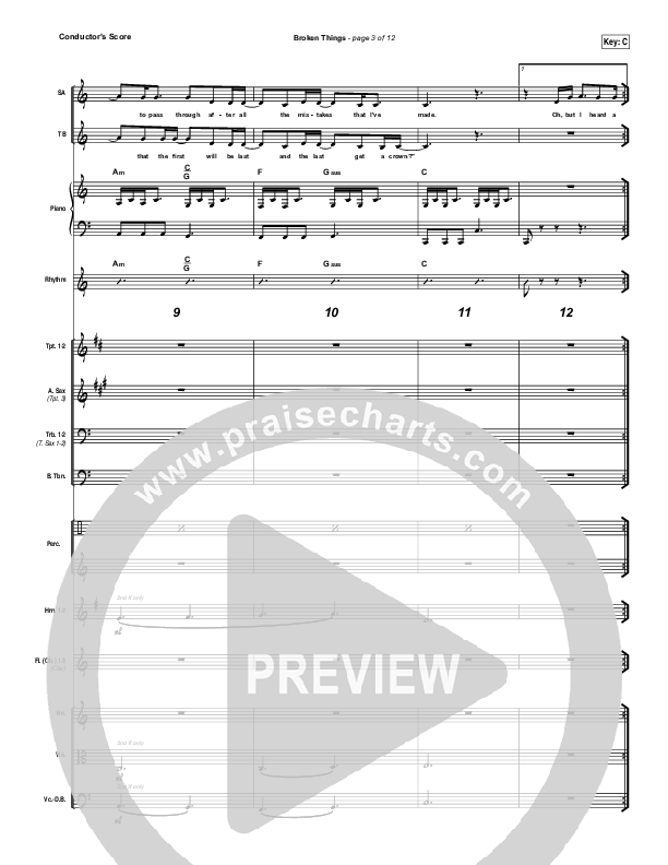 Broken Things Conductor's Score (Matthew West)