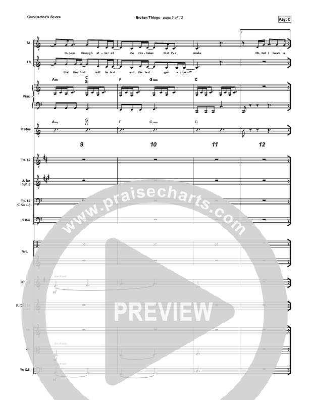 Broken Things Conductor's Score (Matthew West)