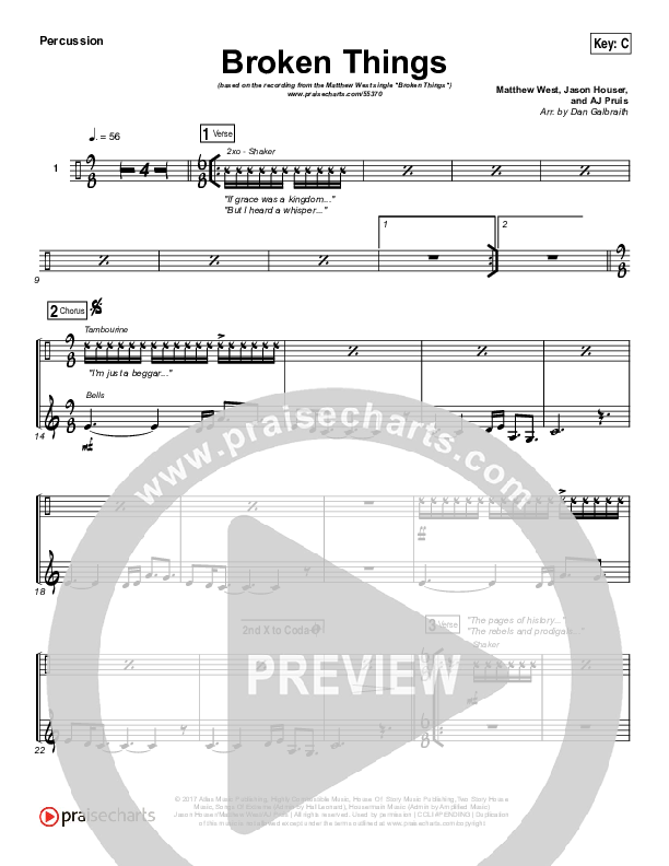 Broken Things Percussion (Matthew West)