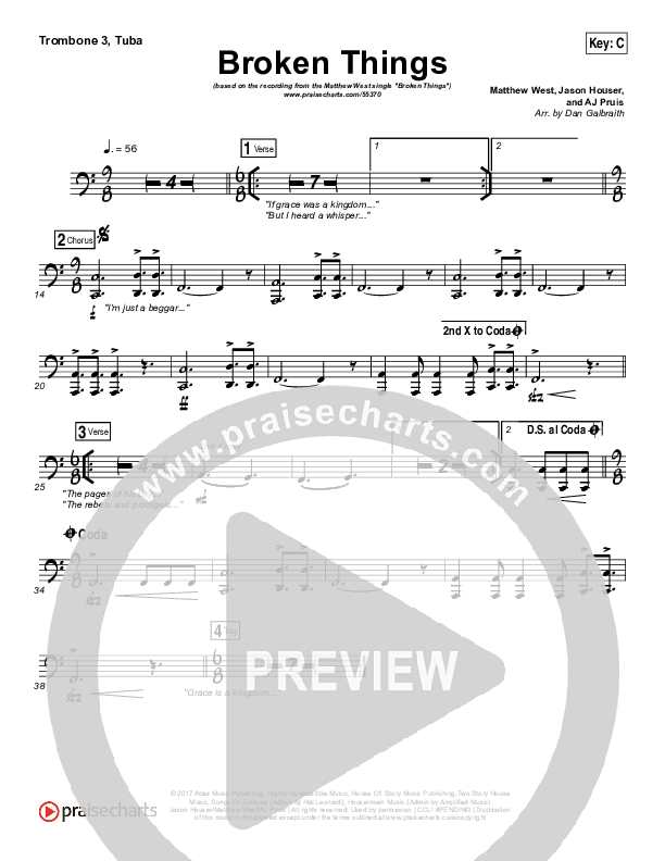 Broken Things Trombone 3/Tuba (Matthew West)