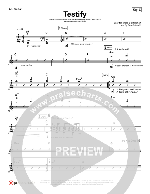 Testify Rhythm Chart (Needtobreathe)