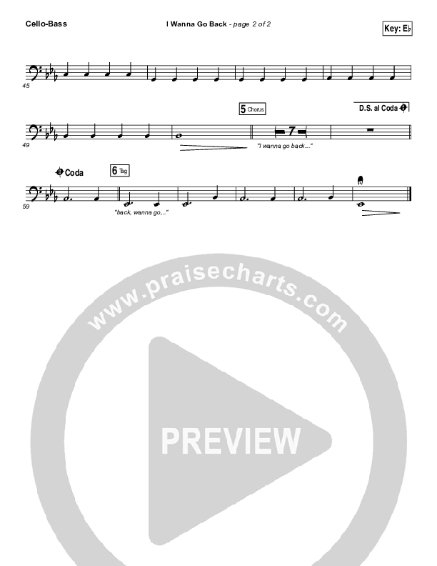 I Wanna Go Back Cello/Bass (David Dunn)