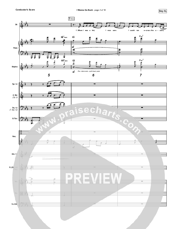 I Wanna Go Back Conductor's Score (David Dunn)