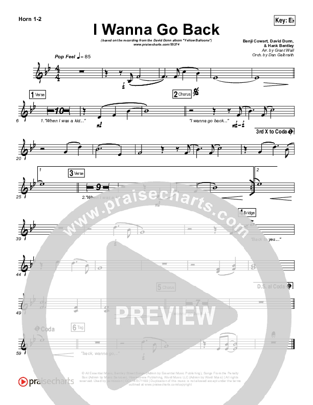 I Wanna Go Back French Horn 1/2 (David Dunn)