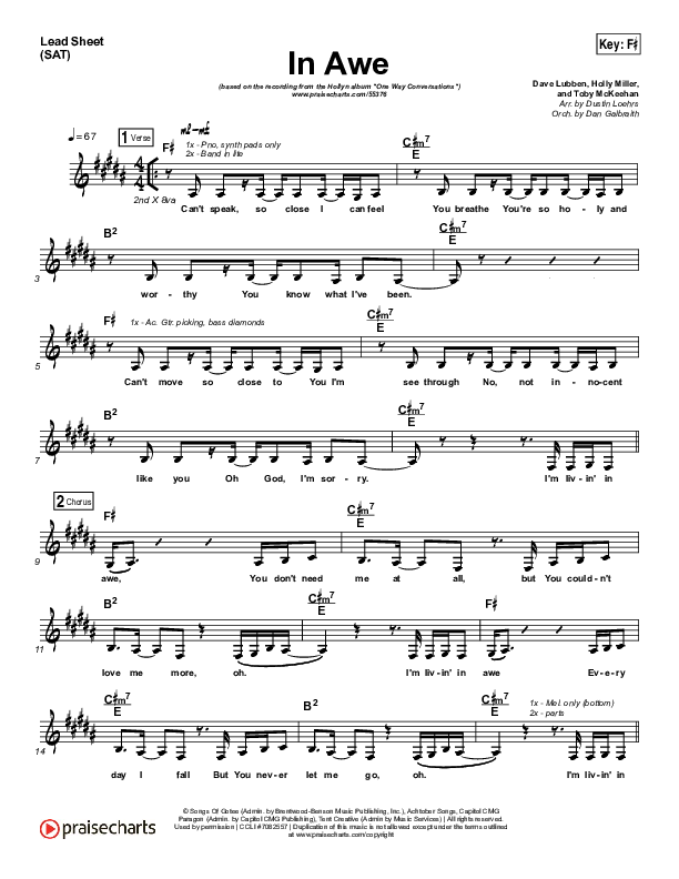 In Awe Lead Sheet (SAT) (Hollyn)