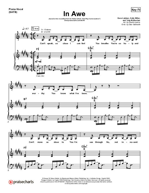 In Awe Piano/Vocal (SATB) (Hollyn)