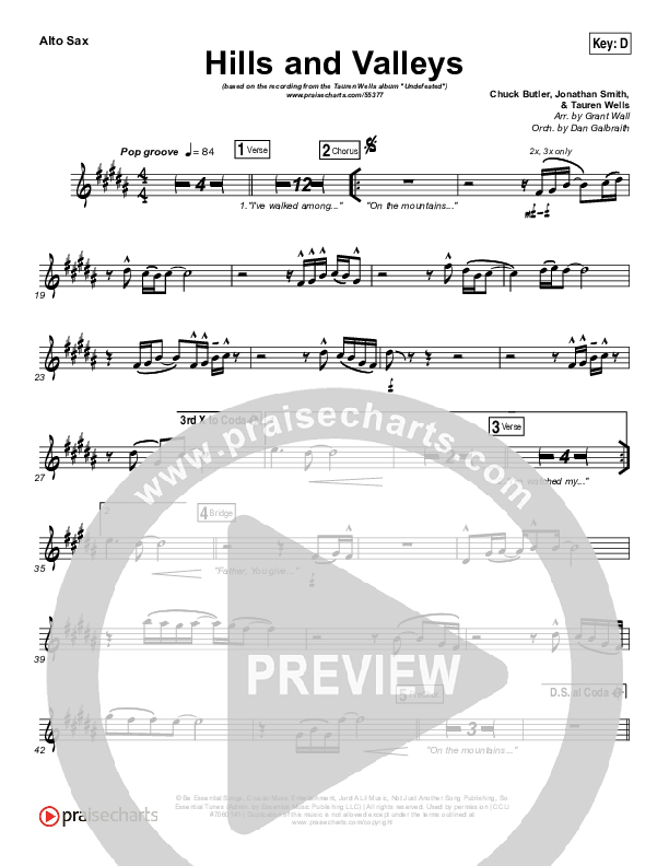 Hills And Valleys Alto Sax (Tauren Wells)