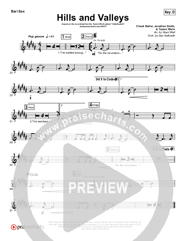 Hills And Valleys Bari Sax (Tauren Wells)