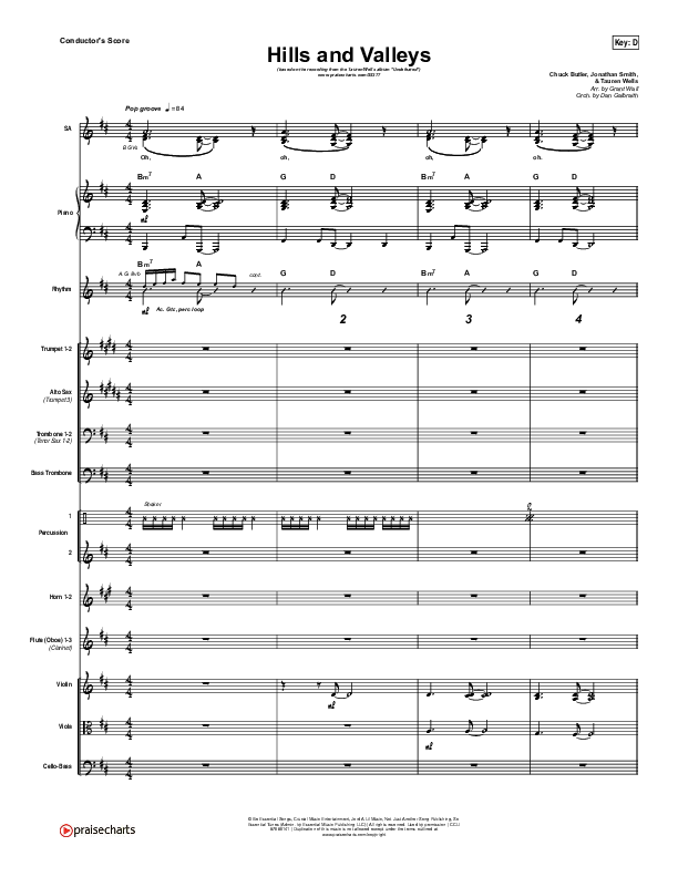 Hills And Valleys Conductor's Score (Tauren Wells)
