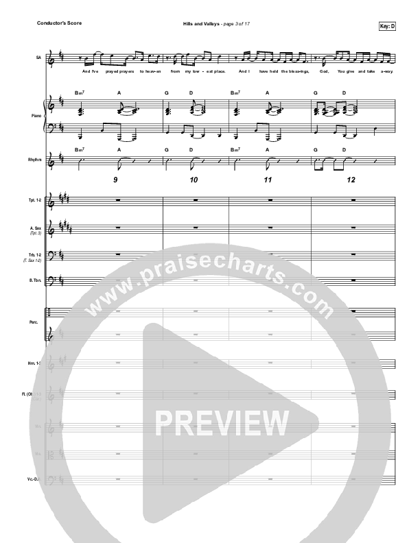 Hills And Valleys Conductor's Score (Tauren Wells)