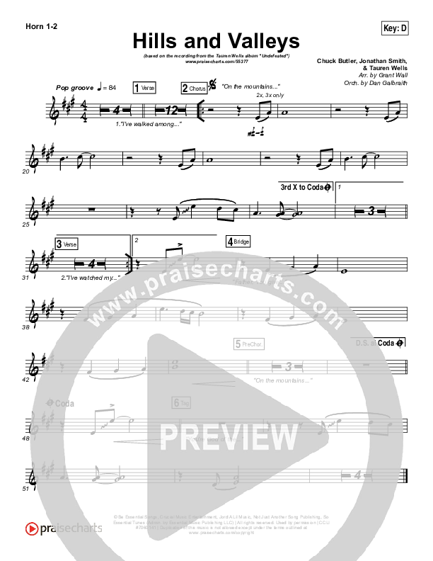 Hills And Valleys French Horn 1/2 (Tauren Wells)