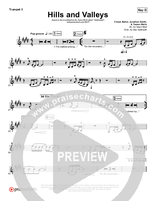 Hills And Valleys Trumpet 3 (Tauren Wells)