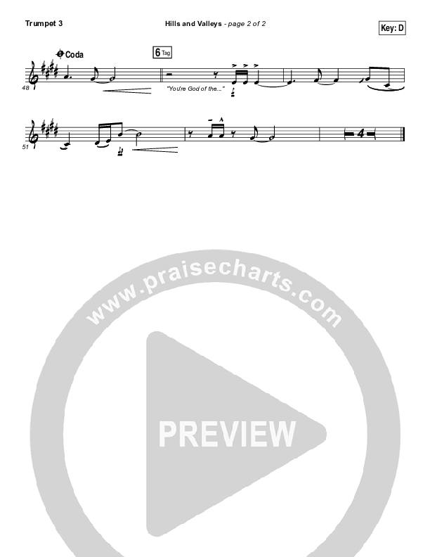 Hills And Valleys Trumpet 3 (Tauren Wells)