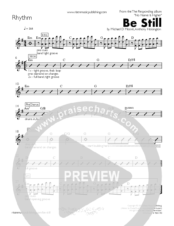 Be Still Rhythm Chart ()