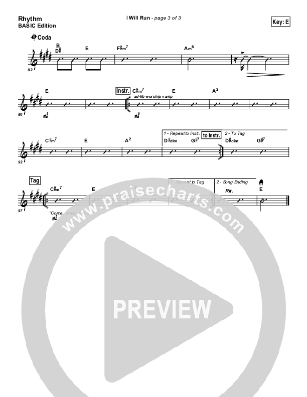 I Will Run Rhythm Chart (Freddy Rodriguez)