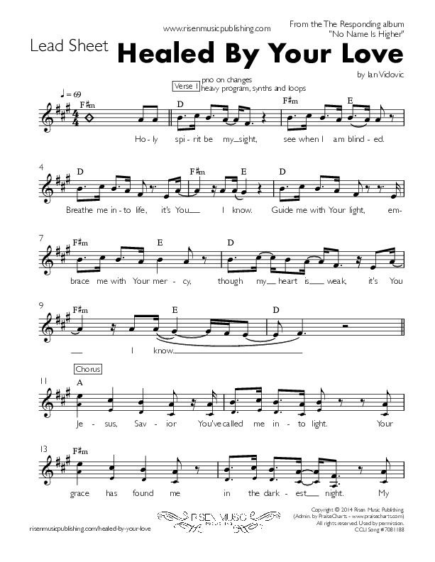 Healed By Your Love Lead Sheet ()