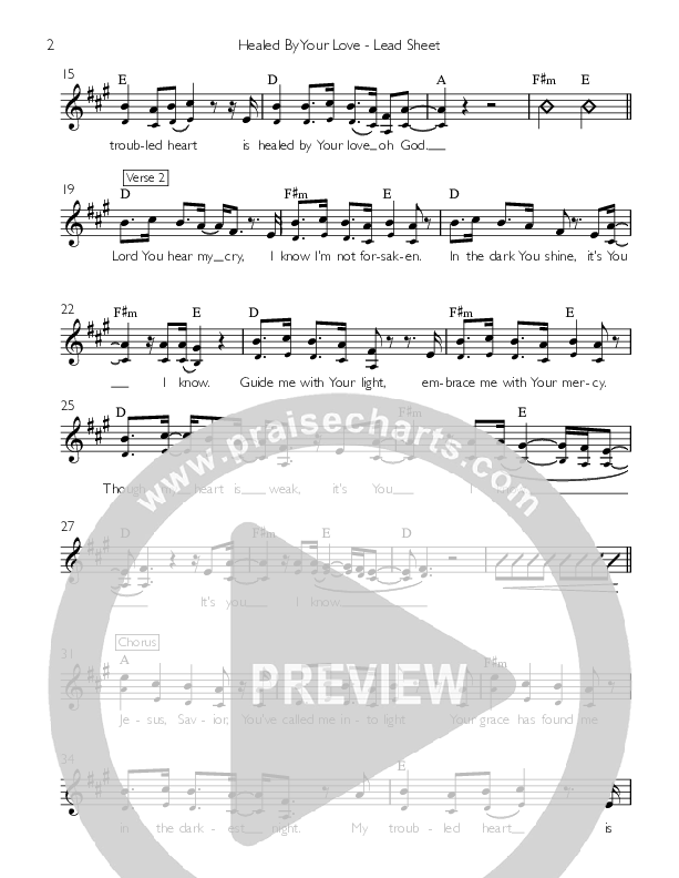 Healed By Your Love Lead Sheet ()