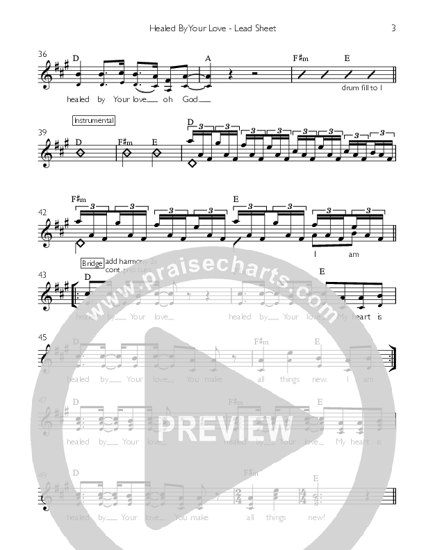 Healed By Your Love Lead Sheet ()