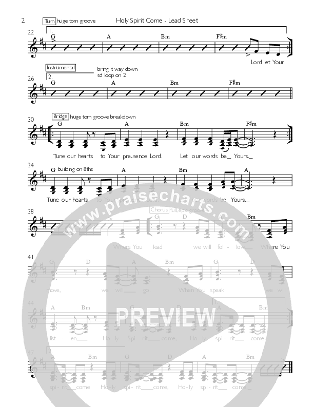 Holy Spirit Come Lead Sheet ()