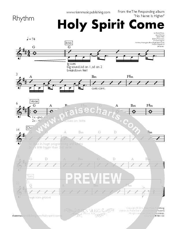 Holy Spirit Come Rhythm Chart ()