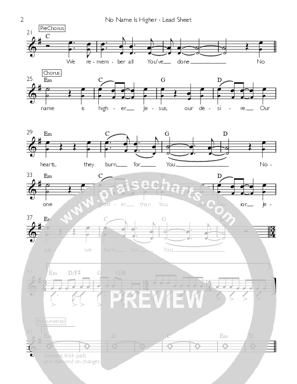 No Name Is Higher Lead Sheet (The Responding)