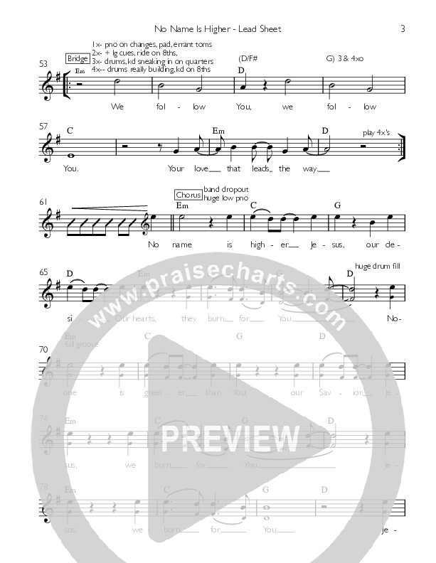 No Name Is Higher Lead Sheet (The Responding)