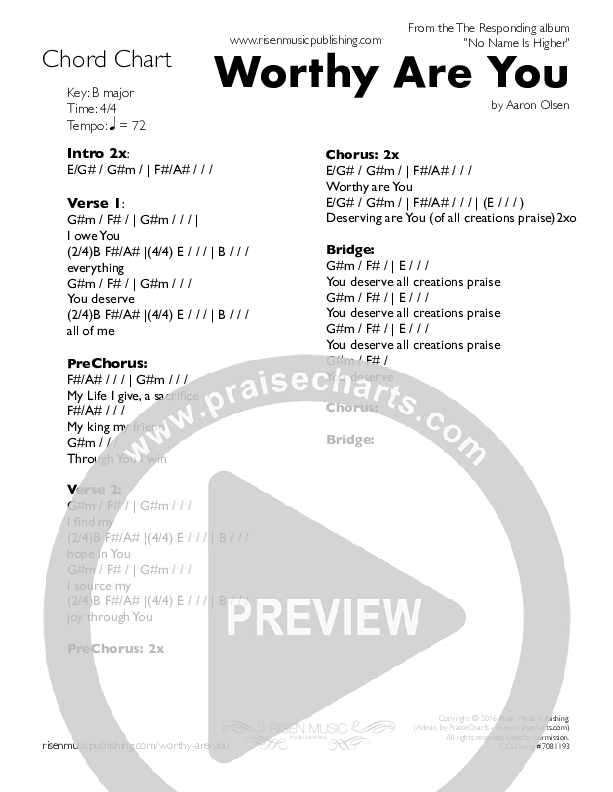 Worthy Are You Chords & Lyrics ()