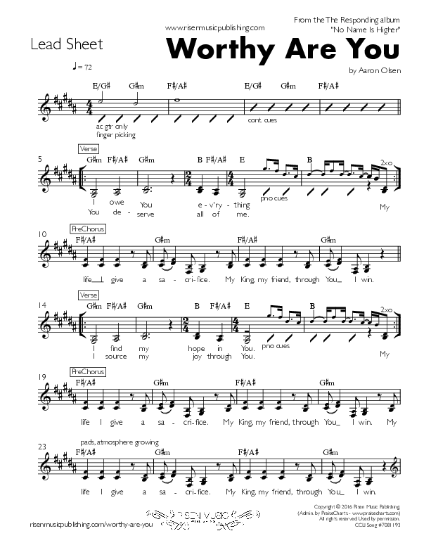 Worthy Are You Lead Sheet ()